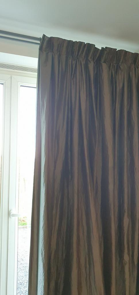 Tentures élégantes de qualité couleur taupe brillant, Enlèvement, Comme neuf