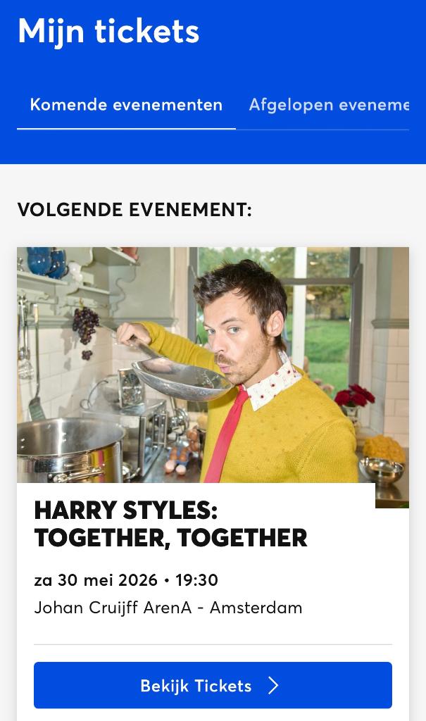 1 ticket zitplaats Harry Styles zaterdag 30/05/2026, Une personne