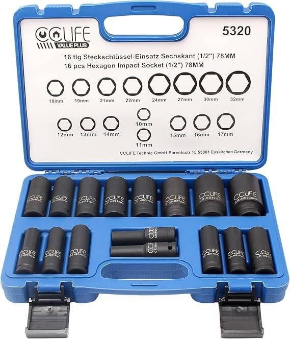 16 delige set | lange dopsleutels | GRATIS LEVERING, Auto diversen, Autogereedschap, Nieuw, Verzenden