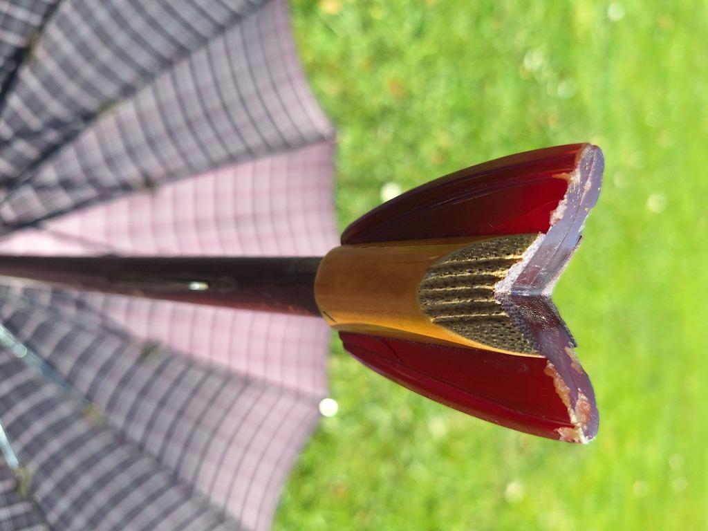 Ombrelle vintage mauve à carreaux art déco, Antiquités & Art, Enlèvement ou Envoi