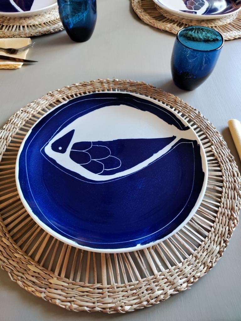 "Maisons du Monde" 6 assiettes céramique bleu et blanc, Maison & Meubles, Enlèvement, Comme neuf, Céramique