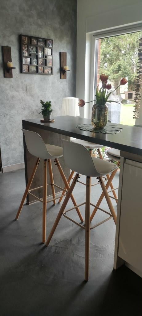 Tabouret de bar, Bois, Avec repose-pieds, 4 tabourets, Enlèvement