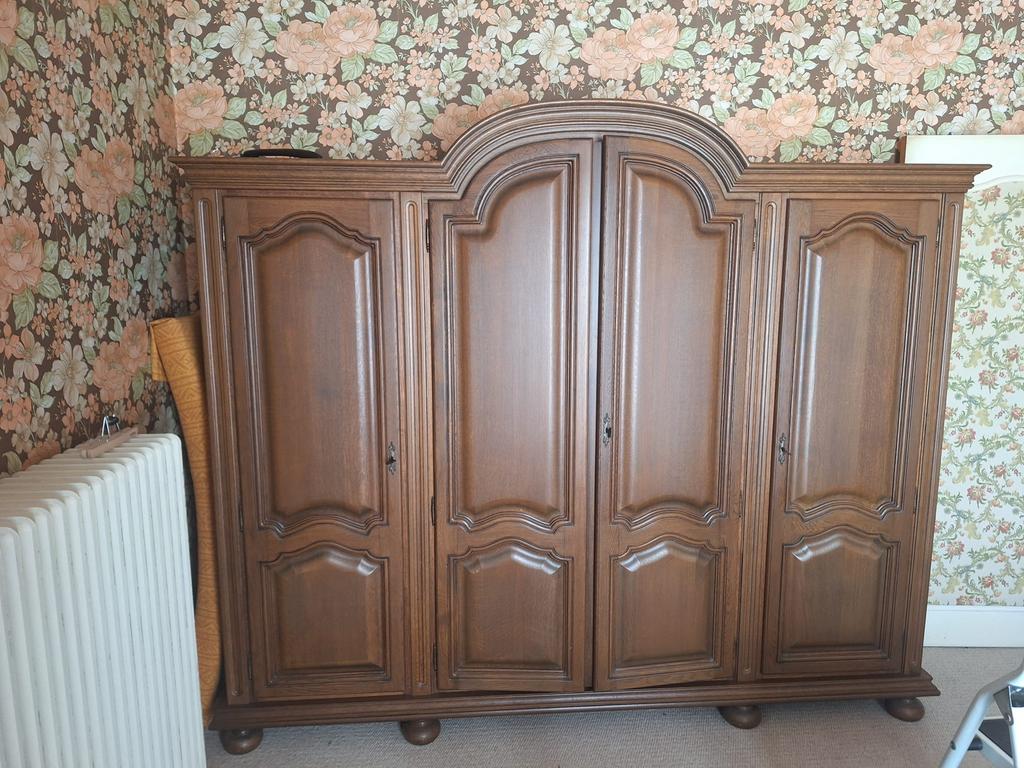 Ensemble chambre vintage :armoire, lit, chevets + commode, Enlèvement