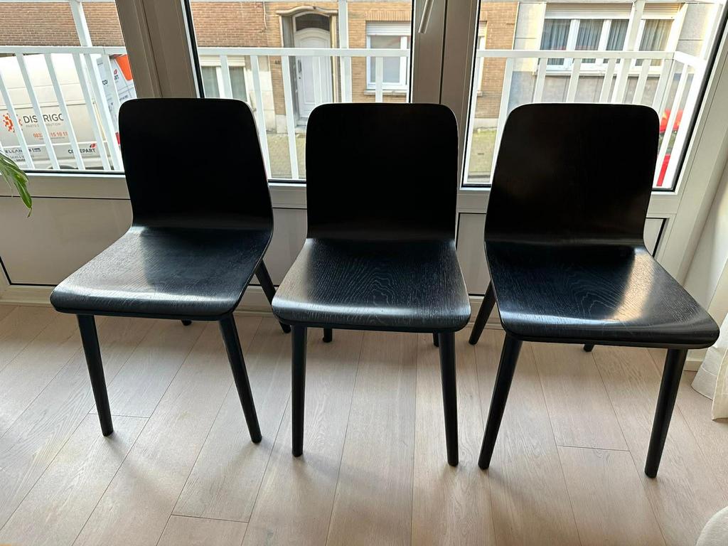 Lot de 3 chaises (chênes laqués noir), Trois, Enlèvement, Utilisé, Bois