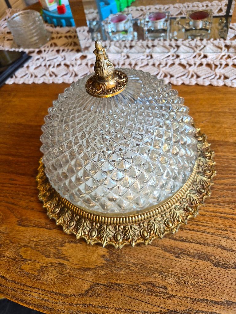 Plafonnier, Enlèvement, Utilisé, Verre, Ancien