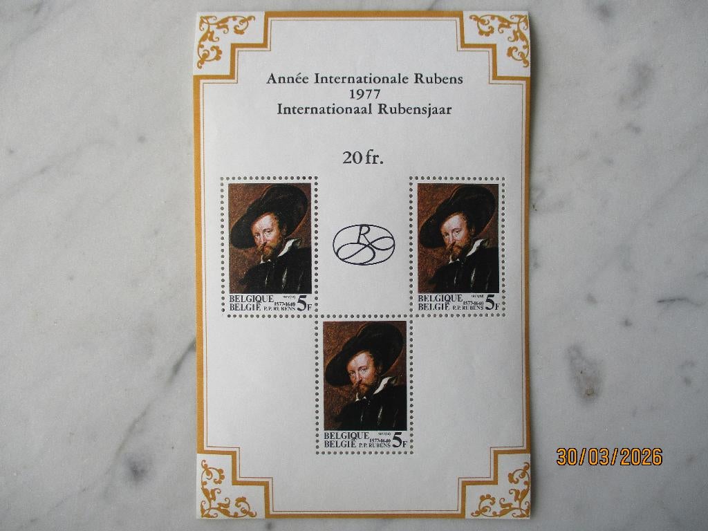 postzegels blok 52 Rubens 1977, Postzegels en Munten, Verzenden, Zonder stempel, Postfris, Postfris
