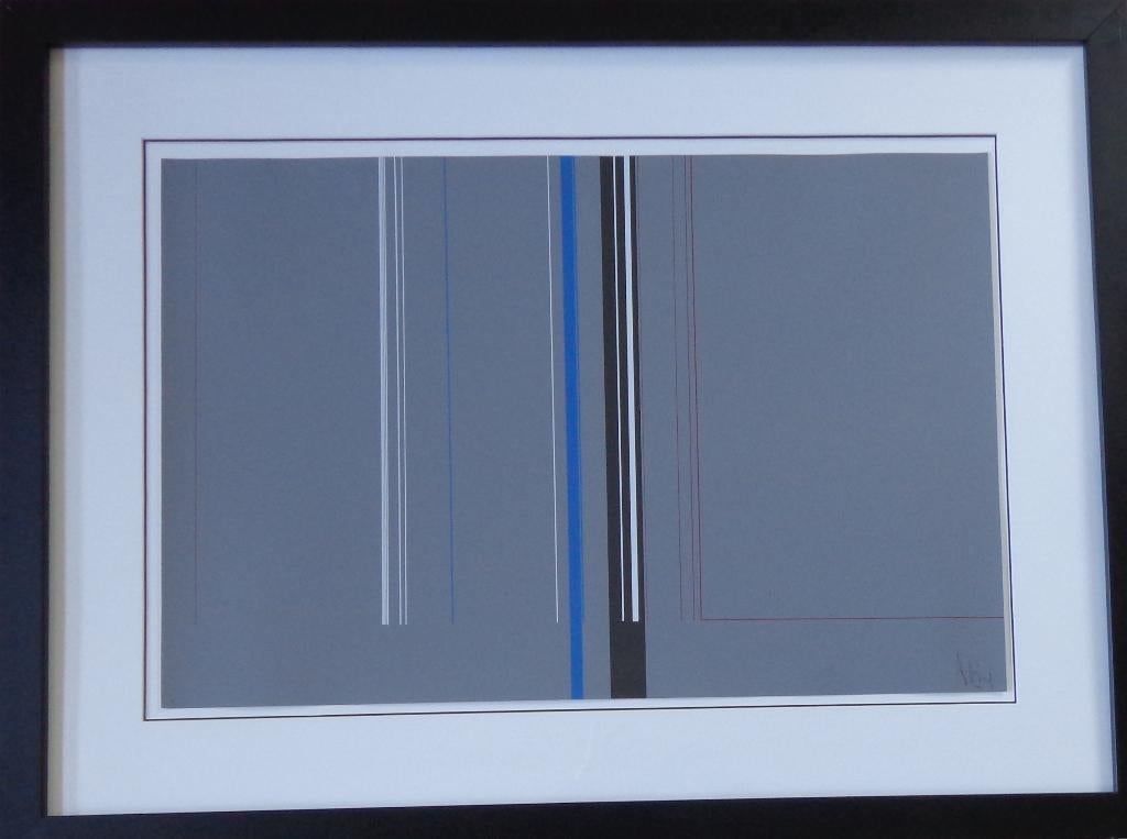 LUC PEIRE / GEOMETRIE / KLEURZEEFDRUK / 77x102cm / KADER, Enlèvement