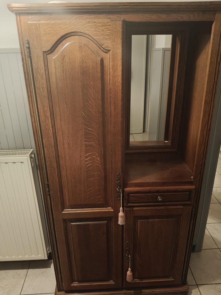 Oude kast met spiegel en kapstok, Antiek en Kunst, Ophalen