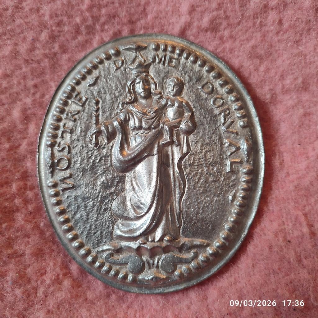 Plaque en étain NOTRE DAME D'ORVAL ., Antiquités & Art, Enlèvement ou Envoi