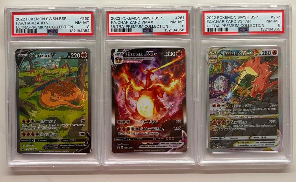 3- card Charizard set / PSA 8 / consecutive numbers !, Hobby & Loisirs créatifs, Jeux de cartes à collectionner | Pokémon, Enlèvement