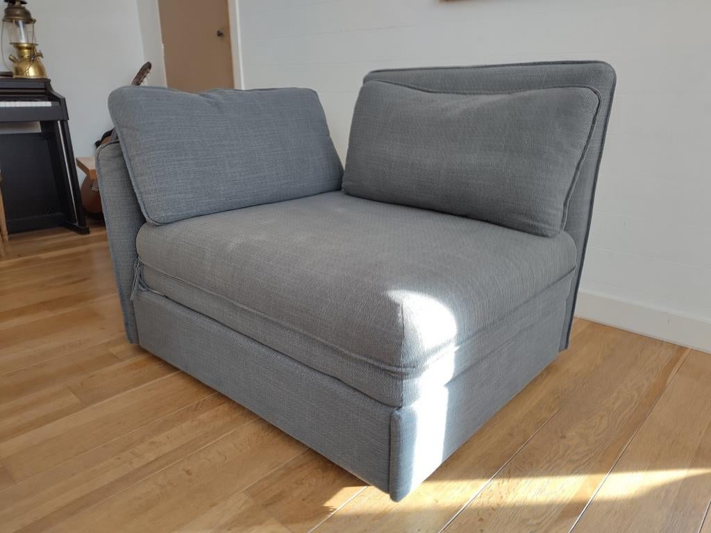 Canapé lit 1 place VALLENTUNA Ikea, Comme neuf, Une personne, Gris, 80 cm
