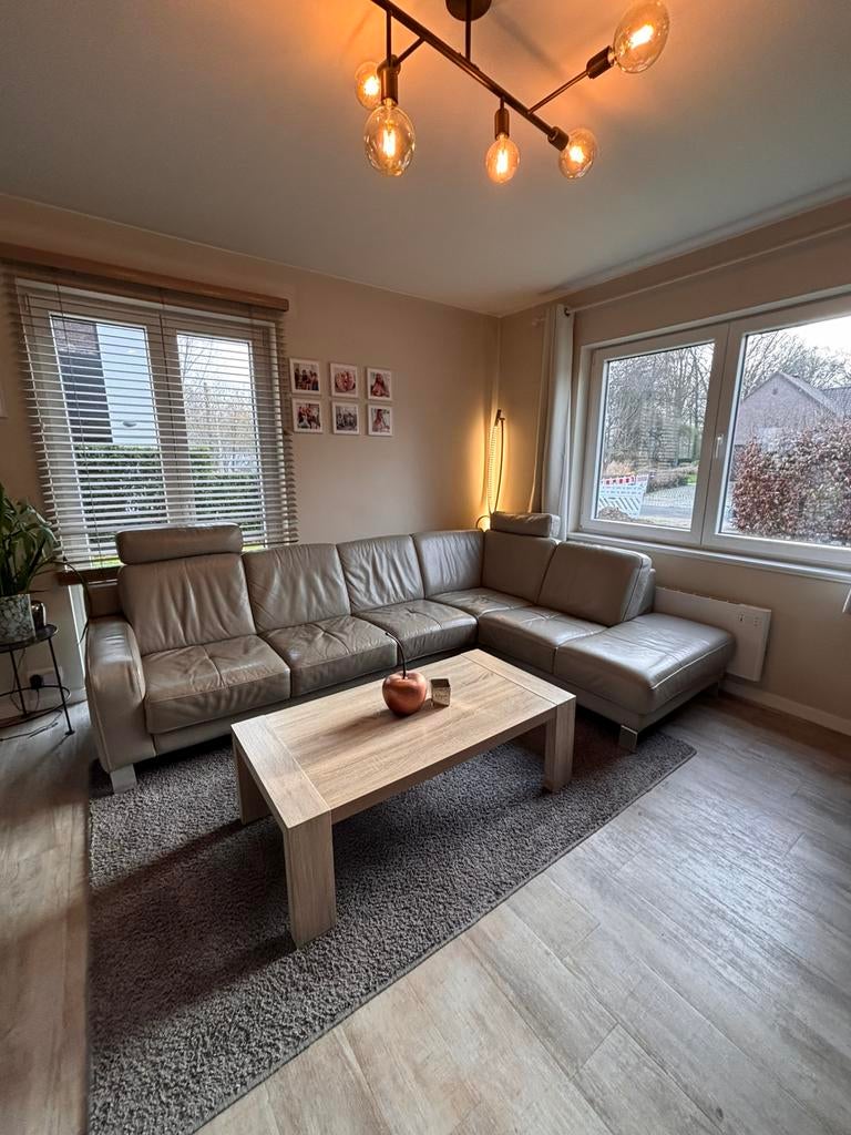 Ledere zetel met lounge, Ophalen, Zo goed als nieuw