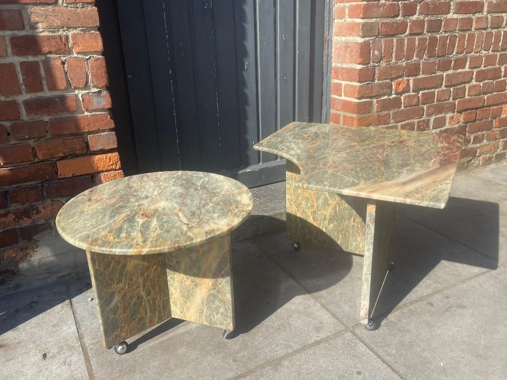 Set Marmeren tafeltjes - UNIEK, Huis en Inrichting, Ophalen, Zo goed als nieuw