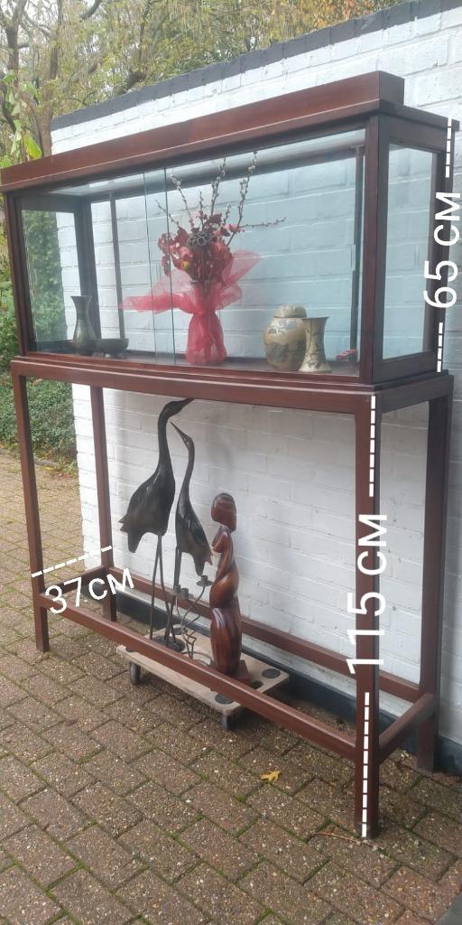 Antieke 19-eewse vitrinekast, Ophalen, Glas, Antieke 19-eewse vitrinekast