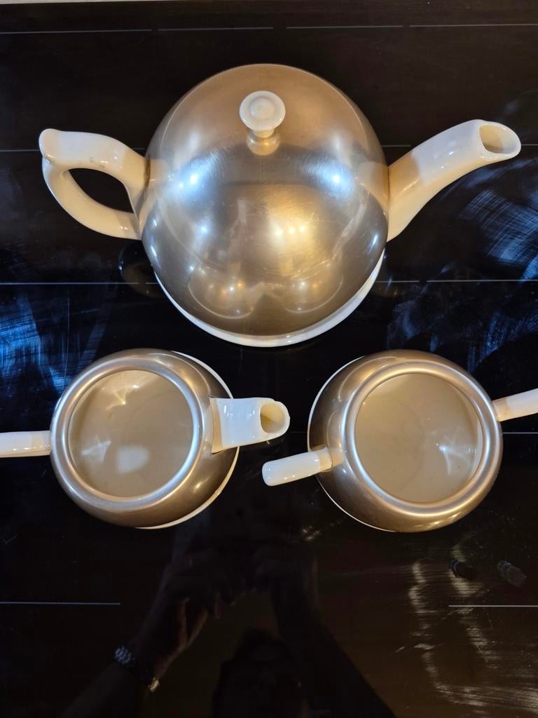 Vintage art deco theepot, Ophalen, Goud