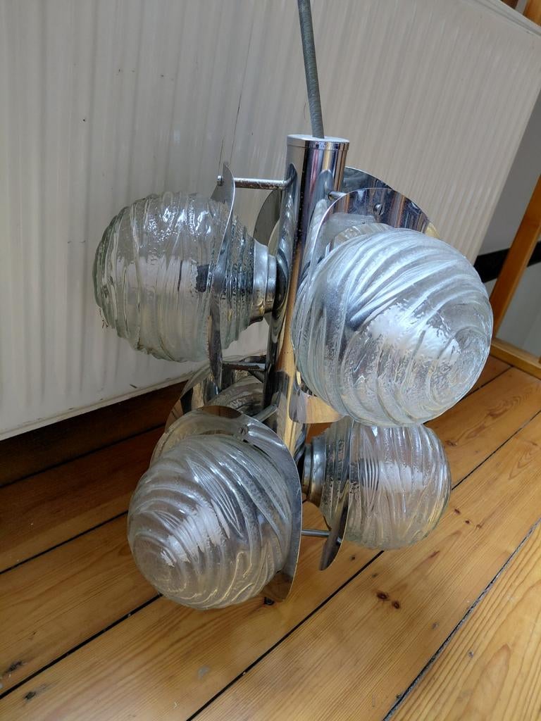 Vintage kroonluchter uit het ruimtetijdperk, Ophalen, Metaal