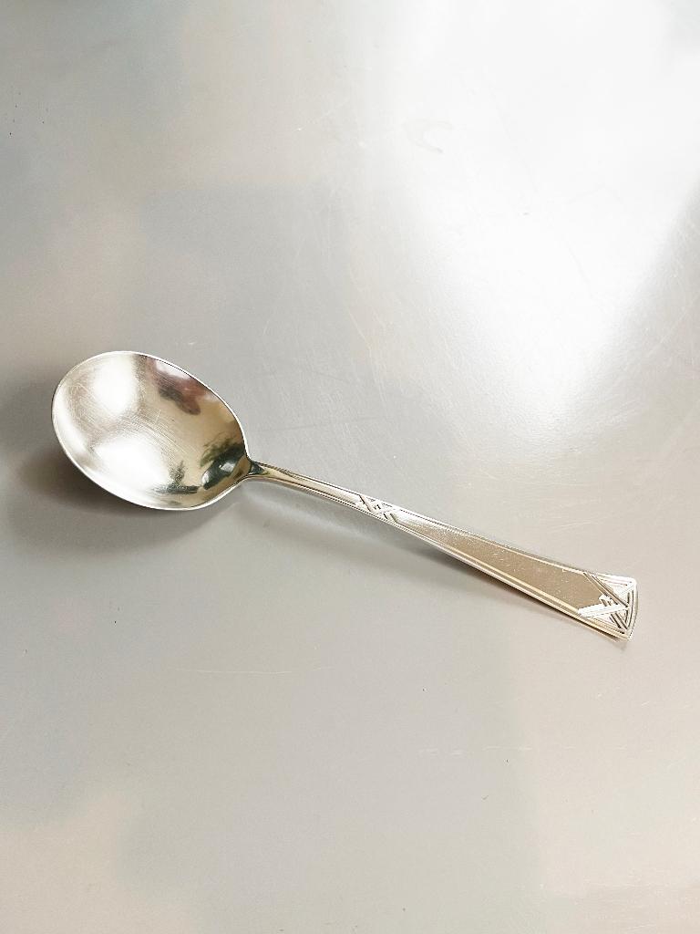Cuillère à soupe art déco en métal argenté style Fenway, Enlèvement ou Envoi