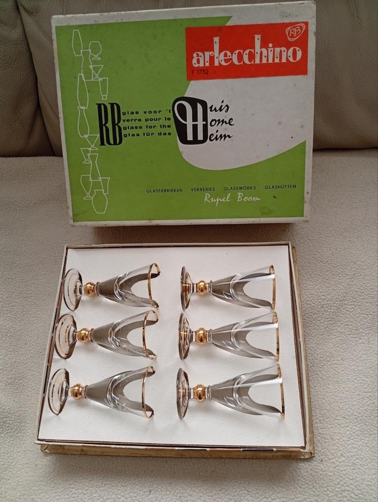 Unieke set shot glazen uit de jaren 50, Antiek en Kunst, Ophalen