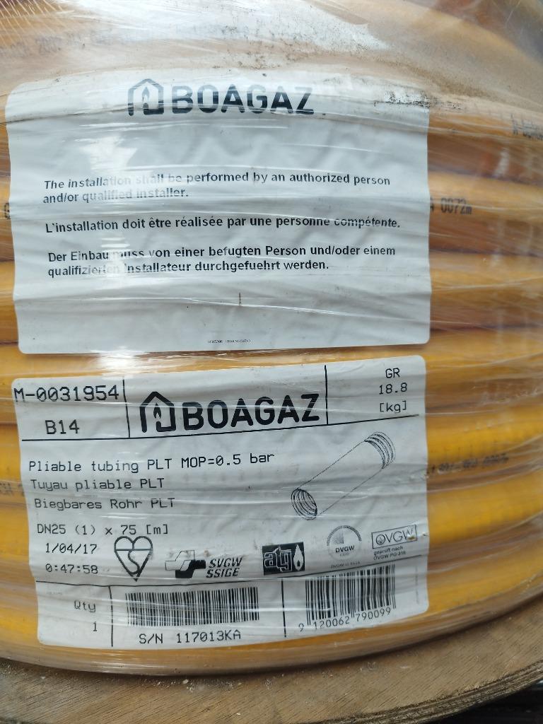 Gazoduc flexible Boagaz PLT en inox DN25 à vendre au mètre, Neuf, 6 mètres ou plus, Enlèvement ou Envoi, 20 à 40 mm