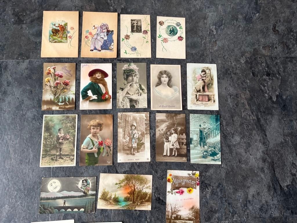 21 oude wenskaarten bloemen - leve Marie - feestdag, Verzamelen, Ophalen of Verzenden, Feest(dag)