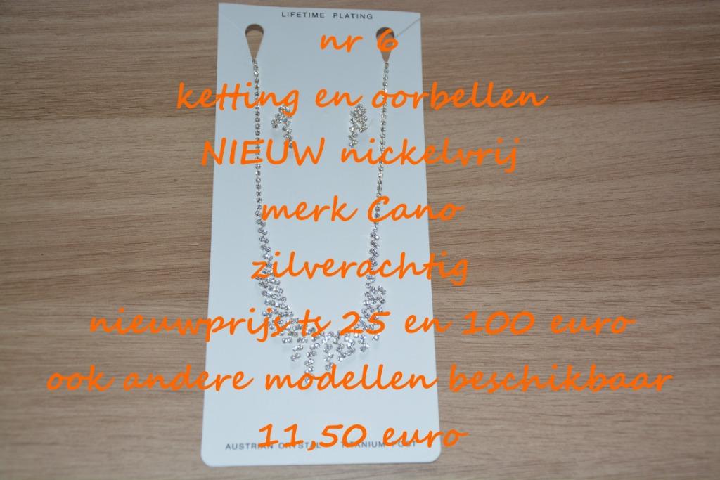 6. Juweelset : ketting en oorbellen , NIEUW , verzending inb, Overige materialen, Met strass, Verzenden, Wit