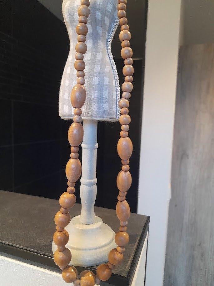 Lange ketting met houten kralen – naturel & tijdloos, Handtassen en Accessoires, Kettingen, Ophalen of Verzenden, Zo goed als nieuw
