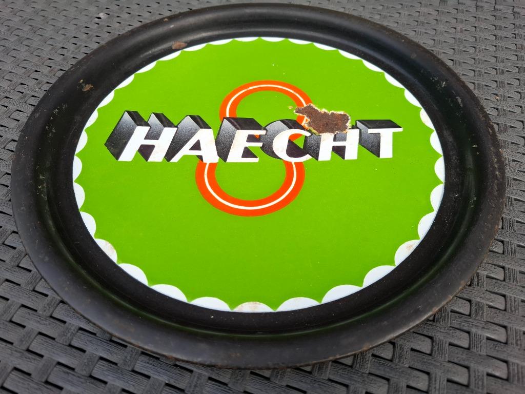 emaille bierplateau Haecht, Collections, Enlèvement ou Envoi, Comme neuf, Panneau, Plaque ou Plaquette publicitaire, Autres marques