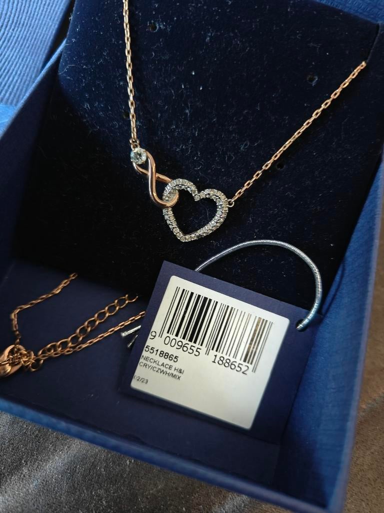 Rosé gouden Swarovski ketting met hartje, Handtassen en Accessoires, Ophalen
