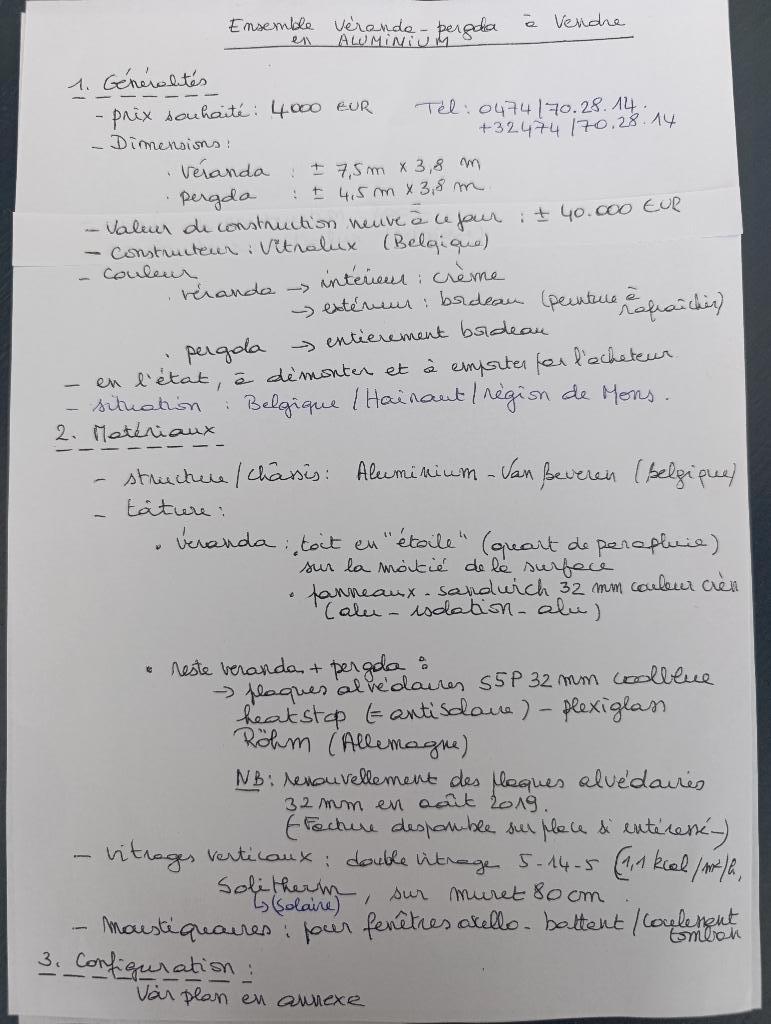 Ensemble veranda pergola en alu  à démonter, Ophalen, Gebruikt, Veranda