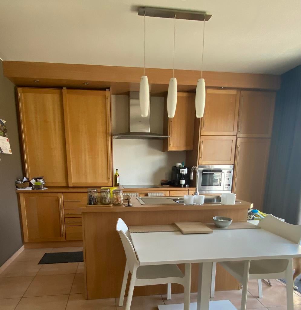 Keuken + toestellen, Huis en Inrichting, Keuken | Complete keukens, Ophalen, Gebruikt, Bruin, Hout