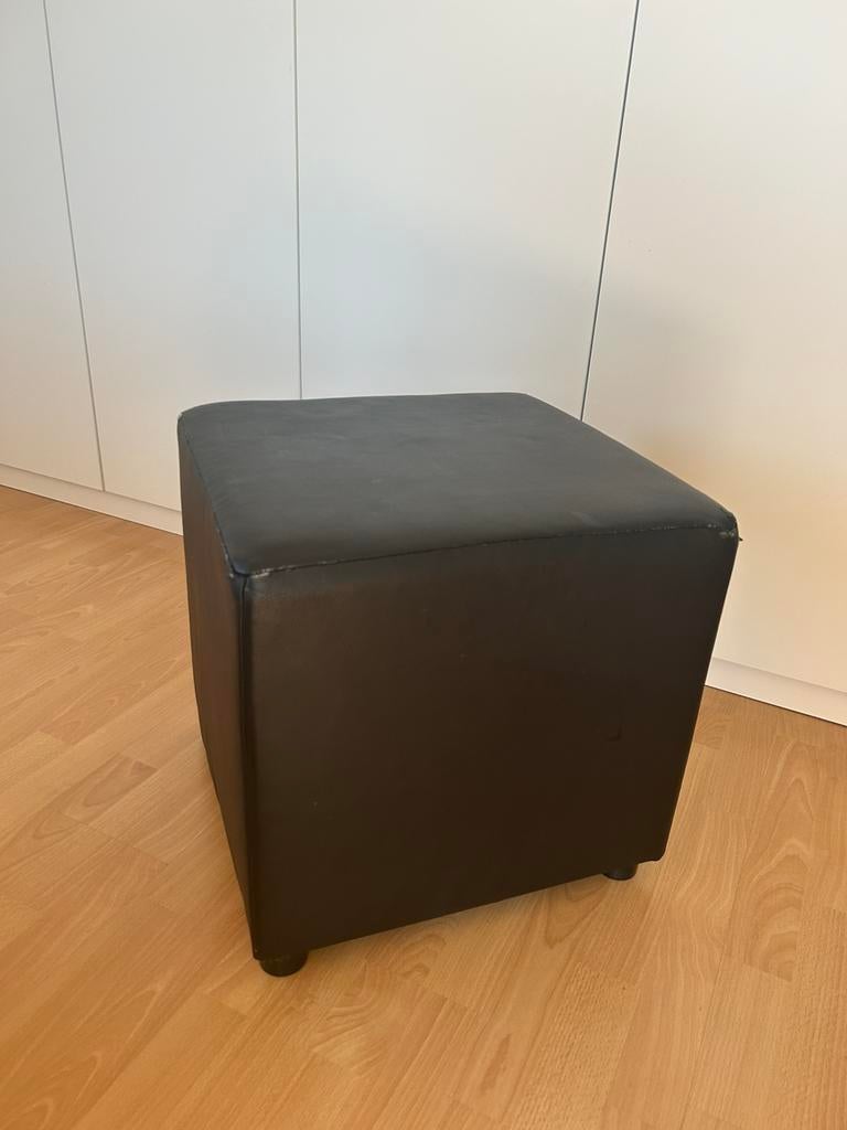 Kunstleder poef bijzettafel stoel, Ophalen, Minder dan 50 cm, Gebruikt, Vierkant