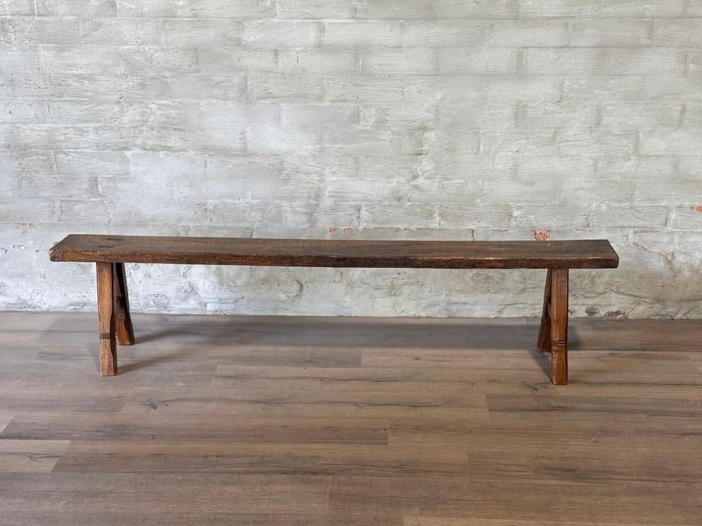 Houten zitbankje - 194 x 20,5 cm + 45 cm hoog, Ophalen of Verzenden, Zo goed als nieuw, Hout