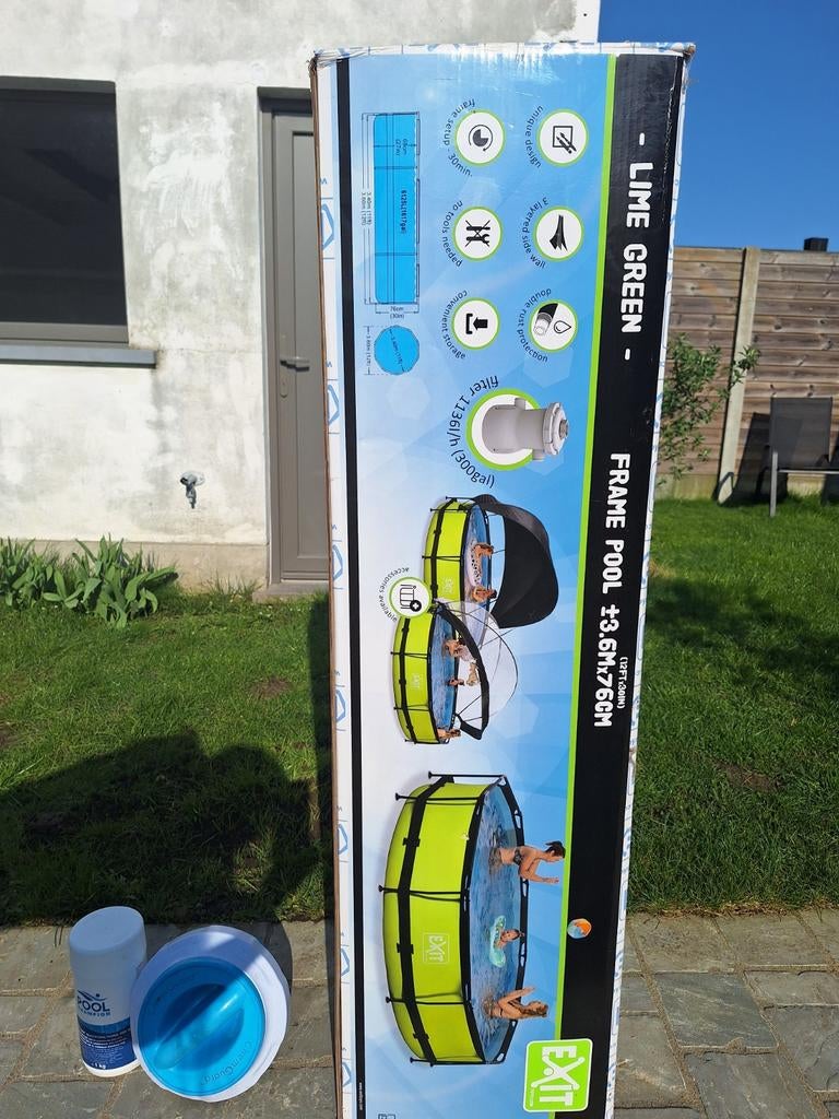 Nieuw EXIT Lime zwembad ø360x76cm met filterpomp en extra po, Ophalen