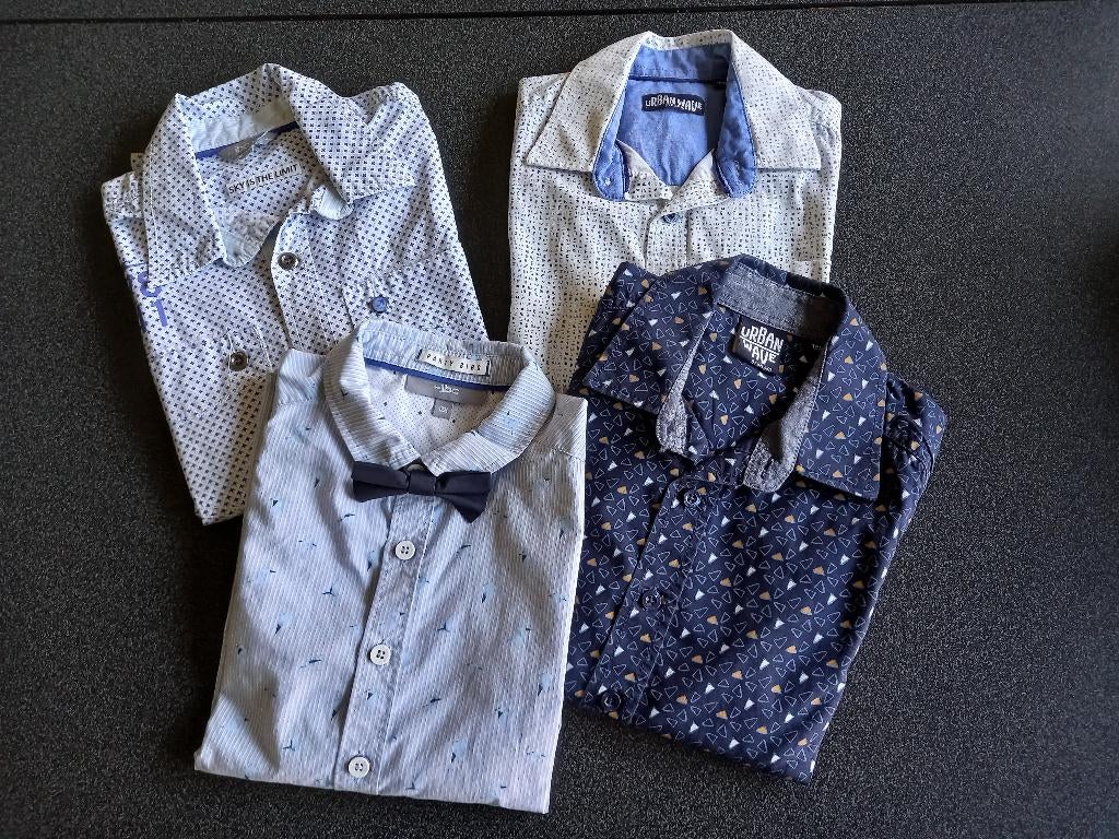 Jongenskleding – 4 hemden – maat 128, Kinderen en Baby's, Kinderkleding | Maat 128, Ophalen of Verzenden, Gebruikt, Jongen, Overhemd of Blouse