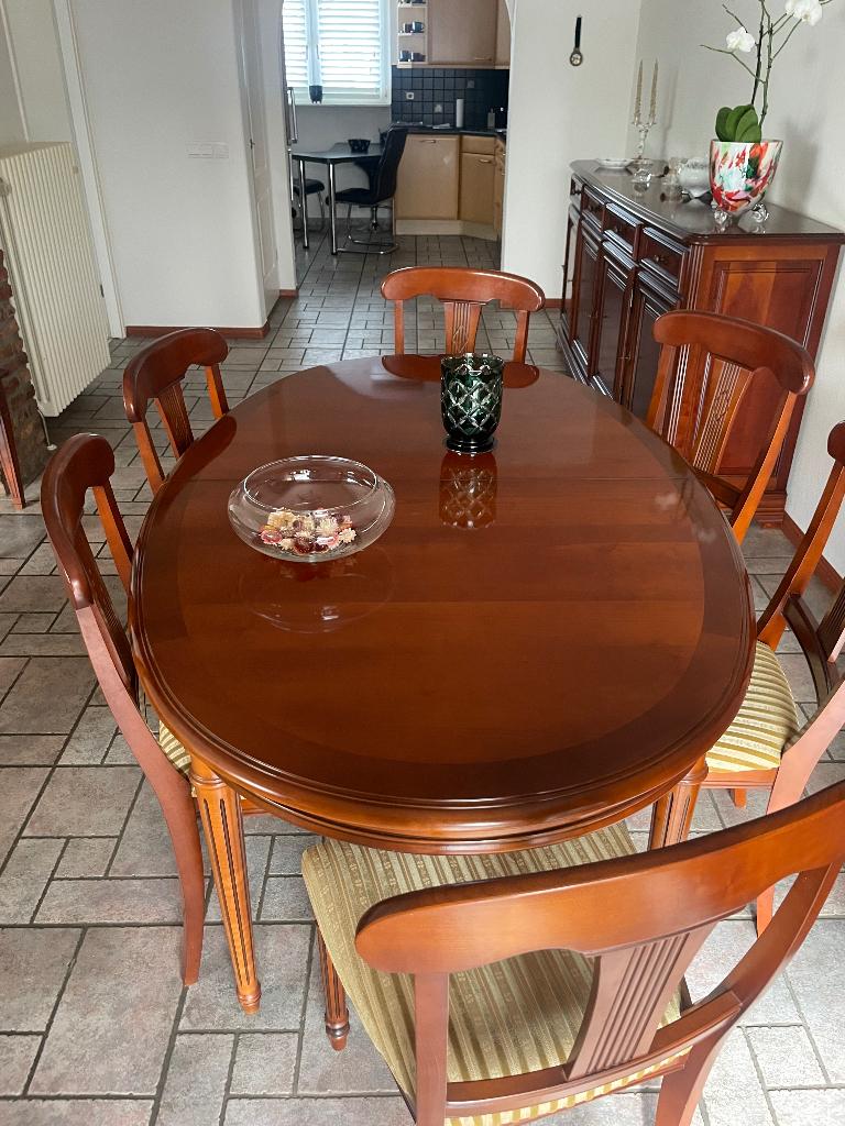 Salle à manger avec 6 chaises. Merisier. Comme neuf !, Maison & Meubles, Salles à manger complètes, Comme neuf, 6 à 8 chaises