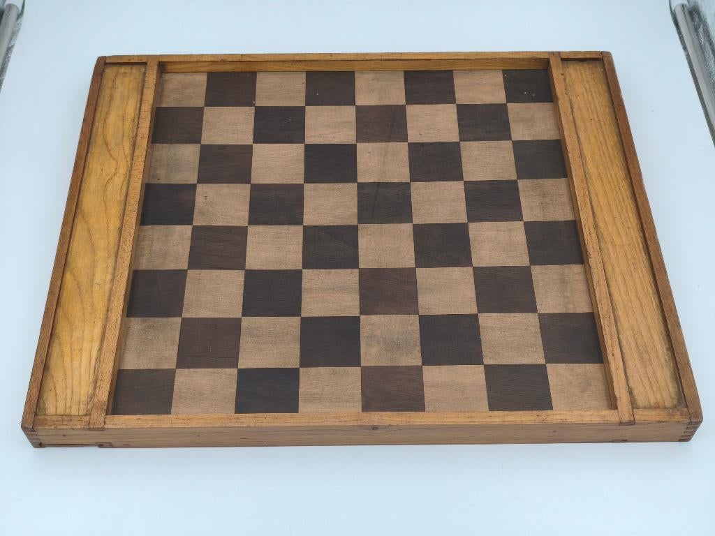 Vintage Houten Dambord 8x8 & 10x10 ca.1930 Breveté, Antiek en Kunst, Ophalen