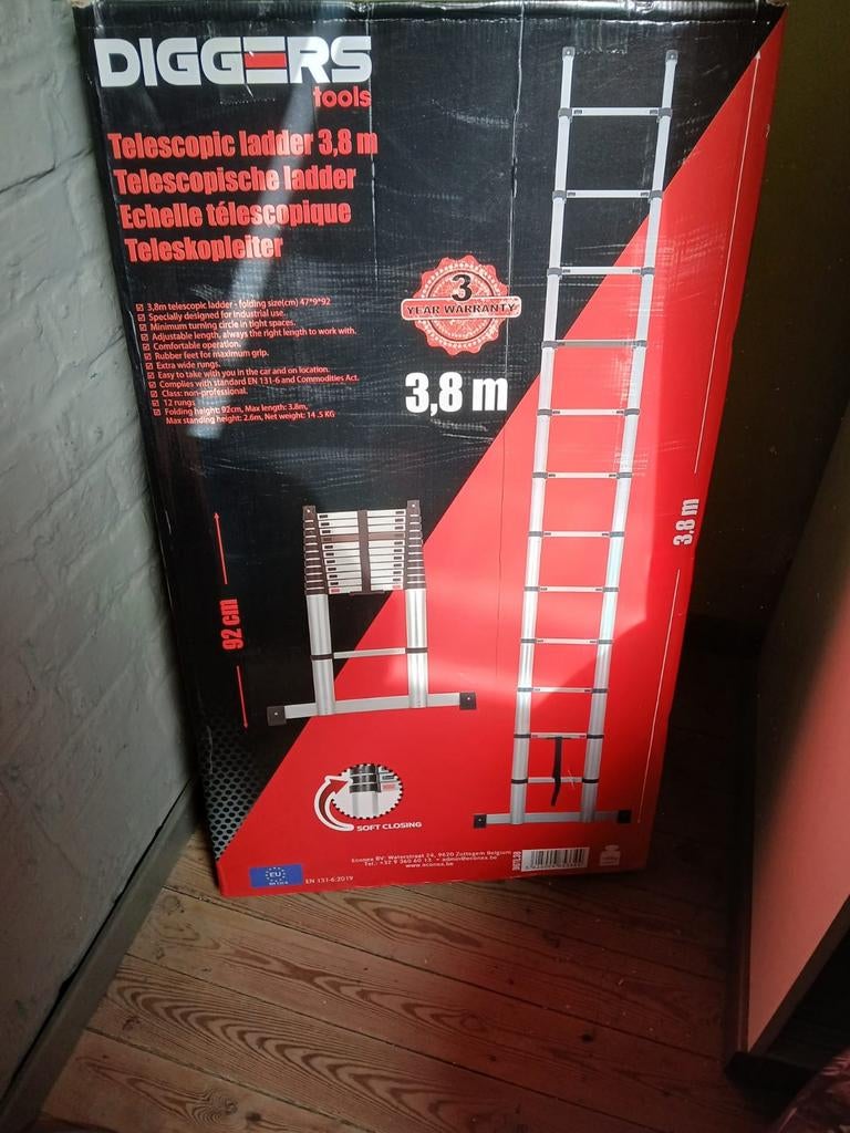 Échelle telescopique 3.80m, Bricolage & Construction, Échelles & Escaliers, Enlèvement, Échelle