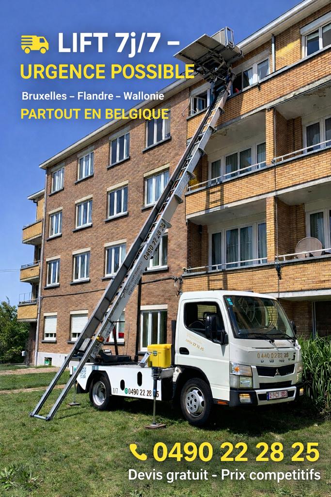 7j/7 LIFT + CAMION DÉMÉNAGEMENT 20 m³   0490 22 28 25, Services & Professionnels, Déménageurs & Stockage
