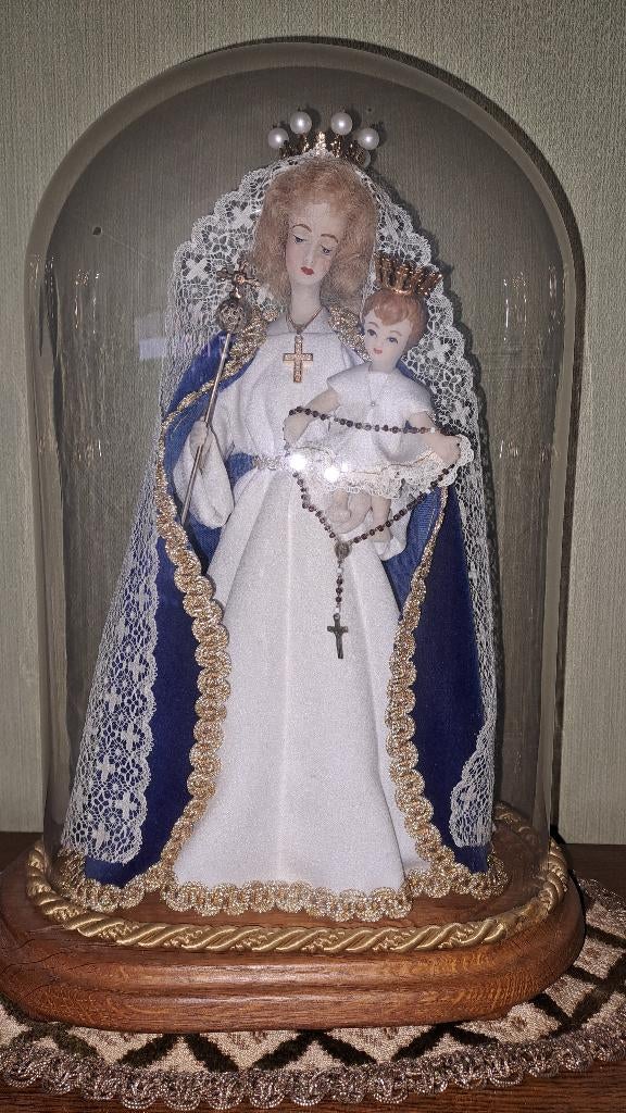 Mariabeeldje met kindje Jezus onder stolp, Antiquités & Art, Enlèvement