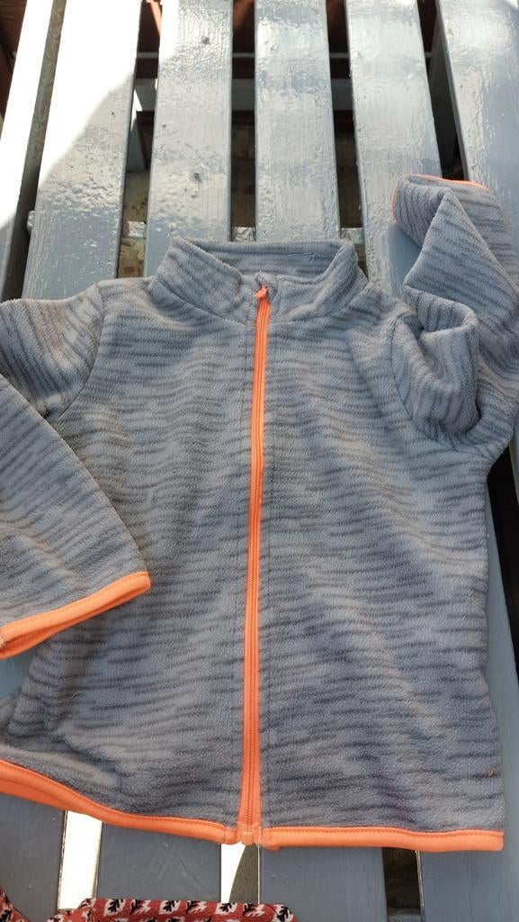 Kindersweater grijs met oranje fluo rits maat98, Ophalen of Verzenden, Grijs