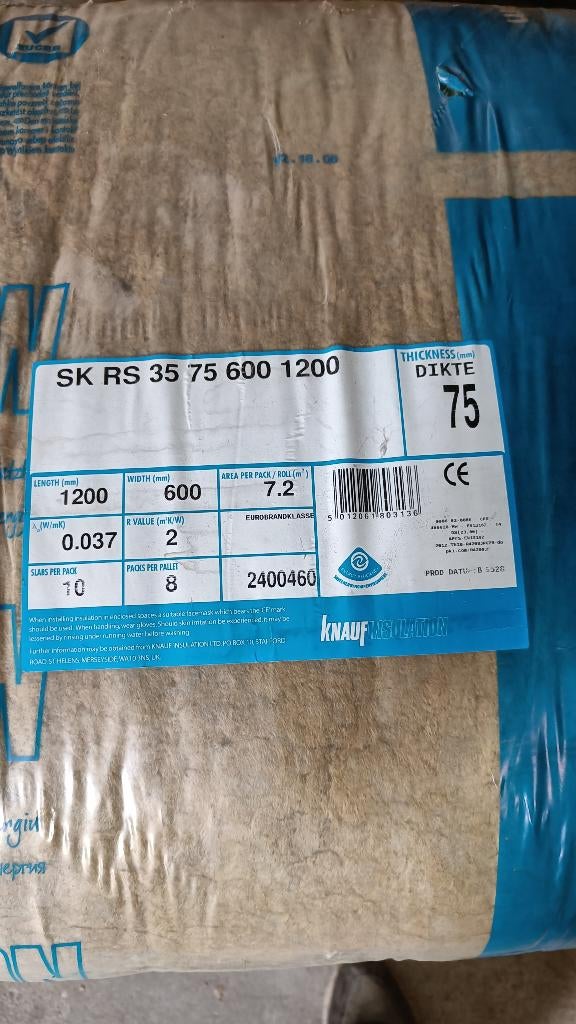 Isolatie glaswol, Doe-het-zelf en Bouw, Isolatie en Afdichting, Ophalen, 4 tot 8 cm, Nieuw, 5 tot 10 m²