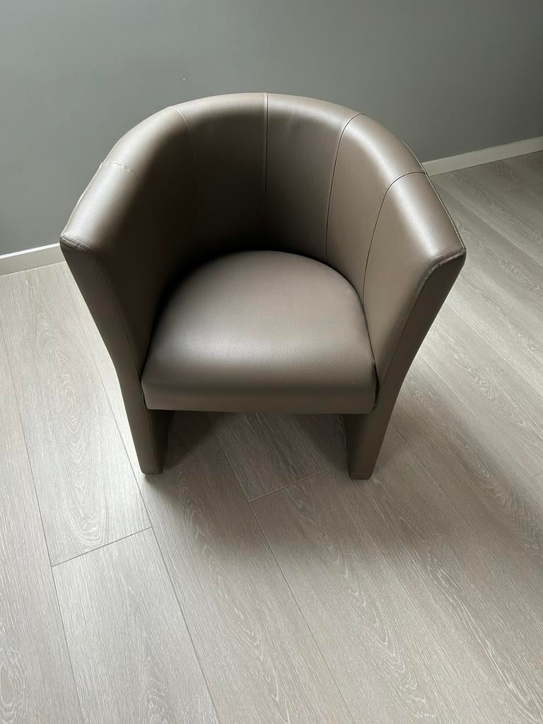 Bruine lederen zetel, Huis en Inrichting, Fauteuils, Ophalen, Zo goed als nieuw