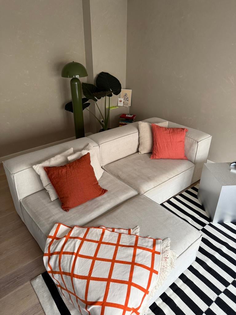 Hoekzetel modulair grijs/beige, Huis en Inrichting, Zetels | Zetels, Ophalen, Gebruikt, Hoekbank, Driepersoons