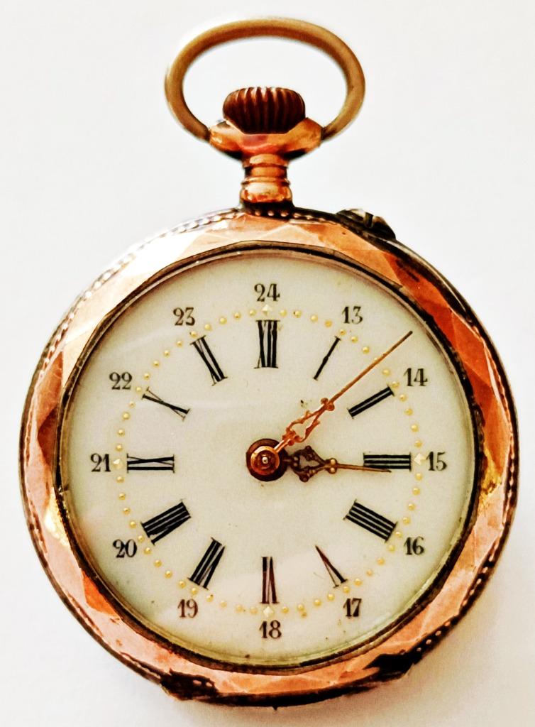 Montre poche dame argent galonné, pourtour  plaqué or rose, Collections, Enlèvement ou Envoi, Utilisé