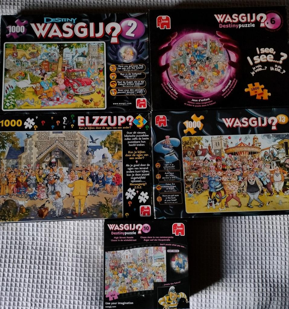 5 volledige Puzzels Wasgij 1000/950 stuks, Hobby en Vrije tijd, Ophalen of Verzenden