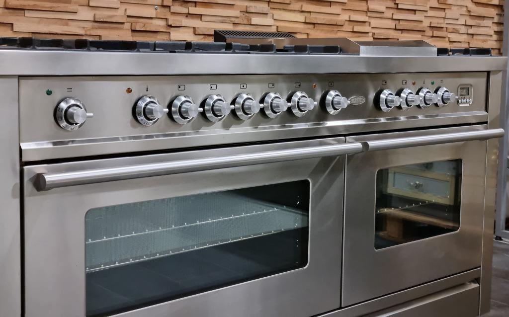 🔥Luxe Fornuis Boretti 150 cm rvs 8 pits Frytop 2 ovens, Elektronische apparatuur, Fornuizen, Warmhoudplaat, 60 cm of meer, Energieklasse A of zuiniger