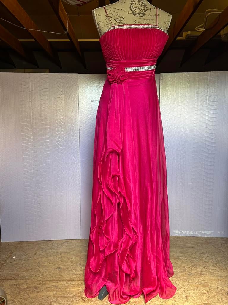 fuchsia lange avondjurk, Ophalen, Zo goed als nieuw, Roze