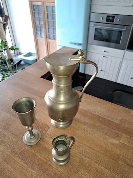 Kan, beker en potje in tin, Antiek en Kunst, Ophalen