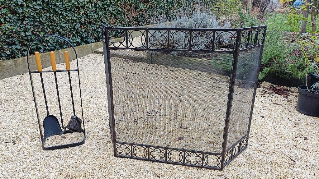 Haardscherm en haardborstels, Ophalen, Zo goed als nieuw