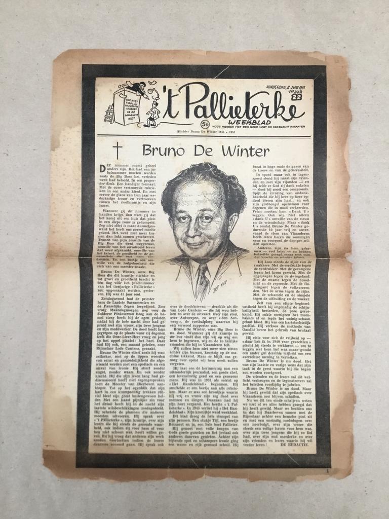 Numéro spécial original 't Pallieterke 1955 B De Winter, Enlèvement ou Envoi, Utilisé